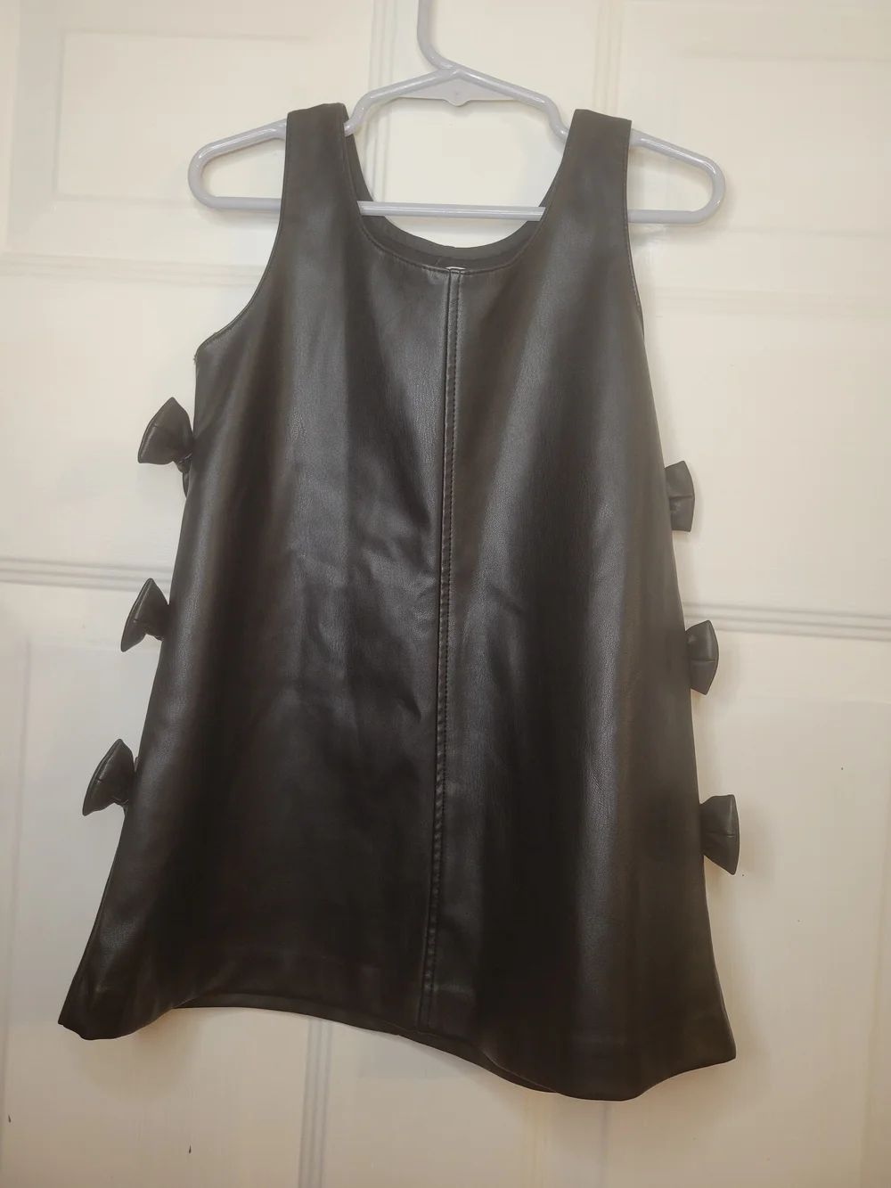 Zara Black Faux Leather A-Line Dress with Side Bows